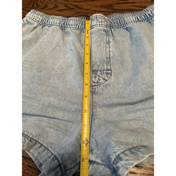 Zara womens pull-on denim relaxed jogger shorts elastic waist sz Large Light Blu - Picture 4 of 6